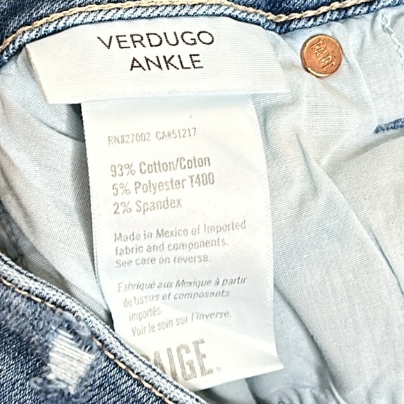NWOT Paige Womens Verdugo Ankle Ripped Raw Hem Skinny Denim Jeans Blue SIZE 26 - Picture 10 of 11